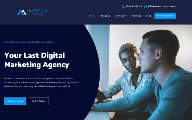Screenshot of the Motus Consulting - Digital Marketing and Web Design Website