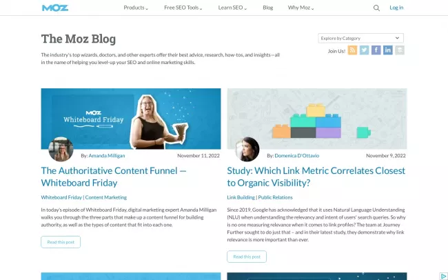 Screenshot of the The Moz Blog - SEO and Inbound Marketing