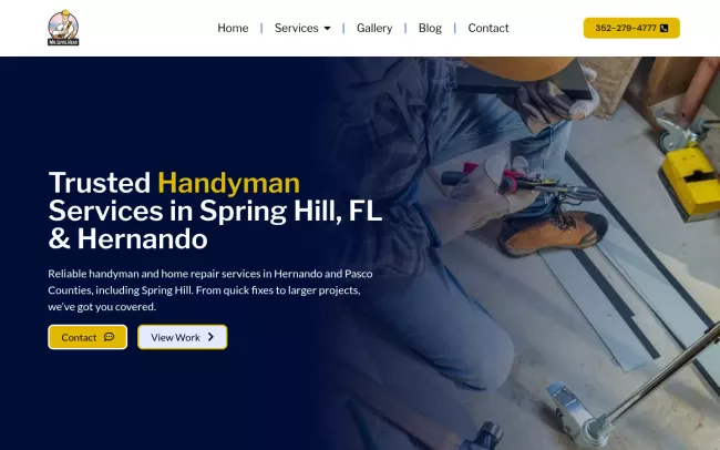 Screenshot of the Mr. Level Head Handyman Services Website