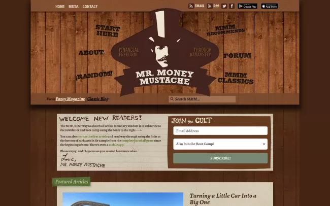 Screenshot of the Mr. Money Mustache Blog