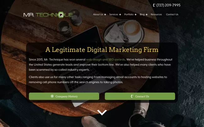 Screenshot of the Mr. Technique Website