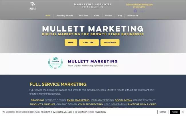 Screenshot of the Mullett Marketing Website