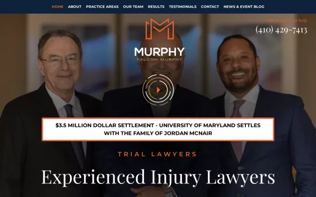 Screenshot of the Murphy, Falcon & Murphy Website