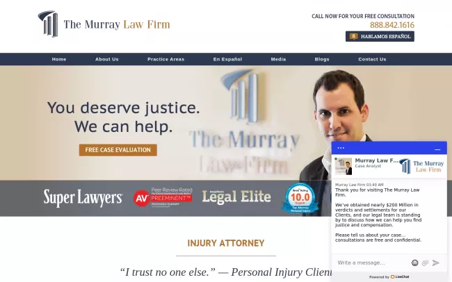 Screenshot of the The Murray Law Firm Website
