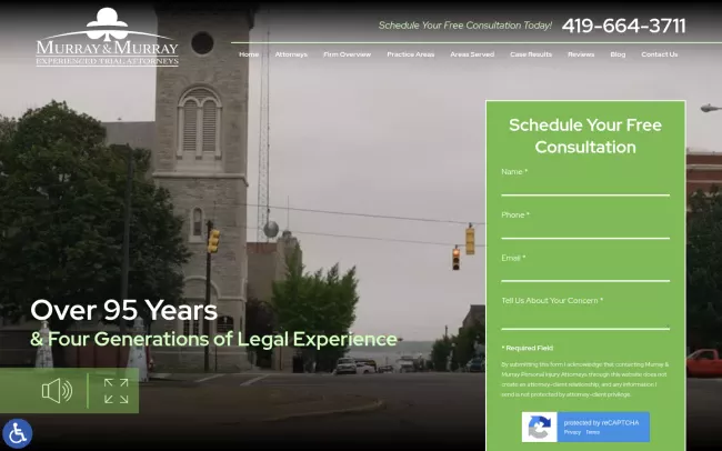 Screenshot of the Murray & Murray Personal Injury Attorneys Website