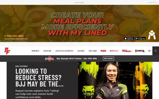 Screenshot of the Muscle and Fitness Blog