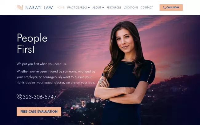 Screenshot of the Nabati Law, PC Website