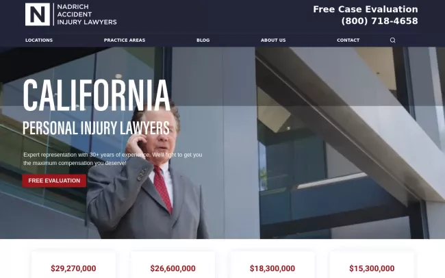 Screenshot of the Nadrich Accident Injury Lawyers Website