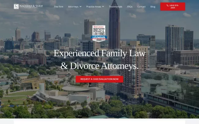 Screenshot of the Naggiar & Sarif - Atlanta Family Law & Divorce Lawyers Website