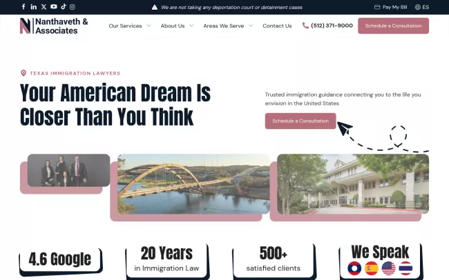 Screenshot of the Nanthaveth & Associates Website