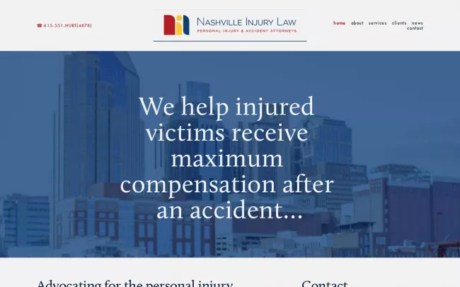 Screenshot of the Nashville Injury Law Website