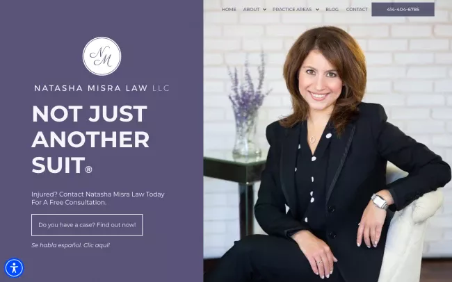 Screenshot of the Natasha Misra Law, LLC Website