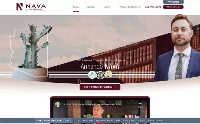 Screenshot of the Nava Law Firm Website