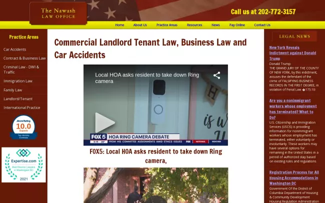 Screenshot of the The Nawash Law Office Website
