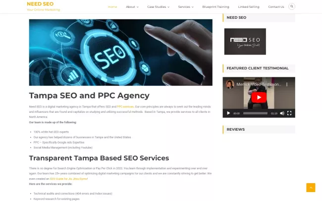 Screenshot of the Need SEO - Tampa SEO Company™ Website