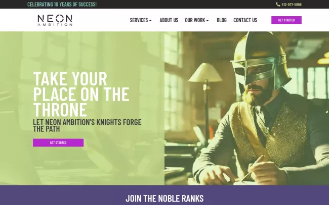 Screenshot of the Neon Ambition Website