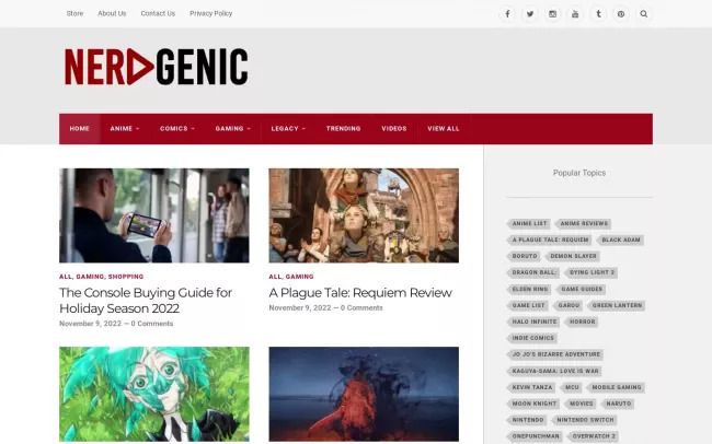 Nerdgenic - Entertainment Website 