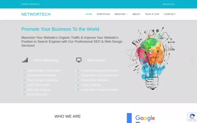 Screenshot of the Networtech Website