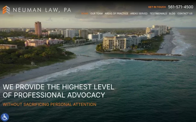 Screenshot of the Neuman Law, PA Website