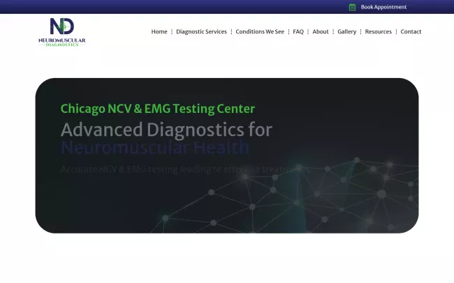 Screenshot of the Neuromuscular Diagnostics EMG Testing Website