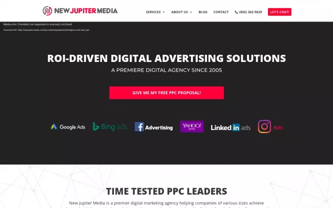 Screenshot of the New Jupiter Media Website