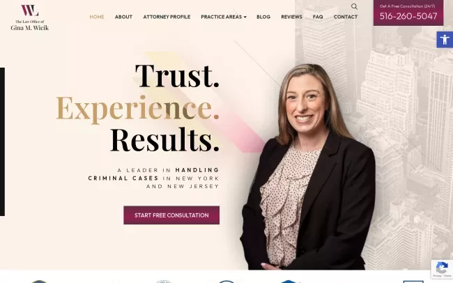 Screenshot of the Law Office of Gina M Wicik Website