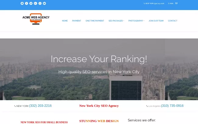 Screenshot of the Acme Web Agency Website