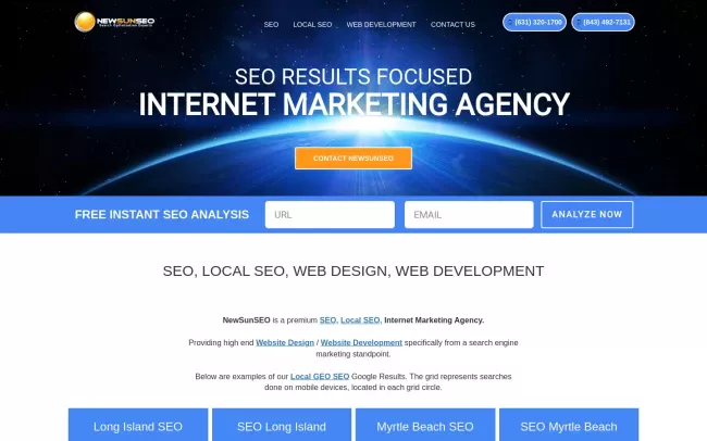 Screenshot of the NewSunSEO - Myrtle Beach SEO Website