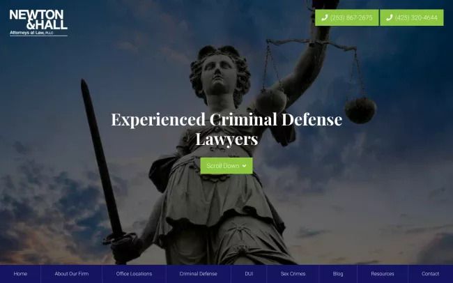 Screenshot of the Newton & Hall Attorneys at Law PLLC Website