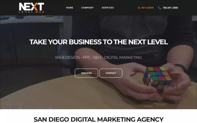 Screenshot of the Next Level Web Website