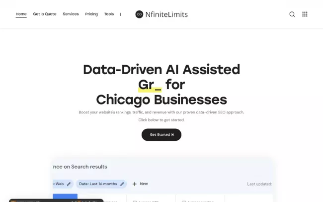 Screenshot of the Nfinitelimits SEO & Web Development Website