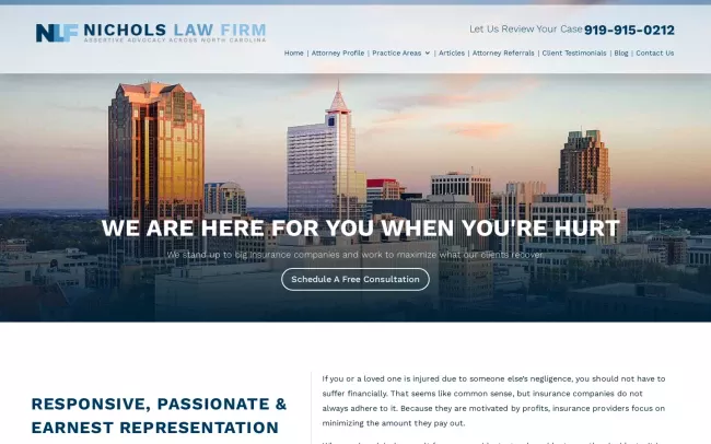 Screenshot of the Nichols Law Firm Website