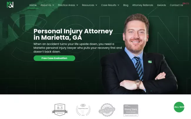 Screenshot of the Nick Schnyder Law Firm, LLC- Personal Injury Attorney in Marietta, GA Website