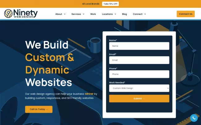Screenshot of the Ninety Web Design Website