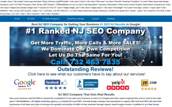 Screenshot of the TJB Web Media Website