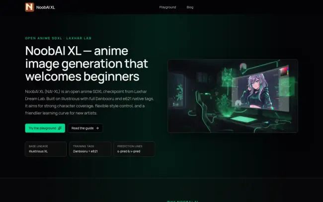 Screenshot of the NoobAI XL Blog