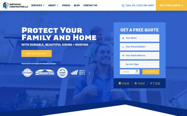 Screenshot of the Northface Construction Website