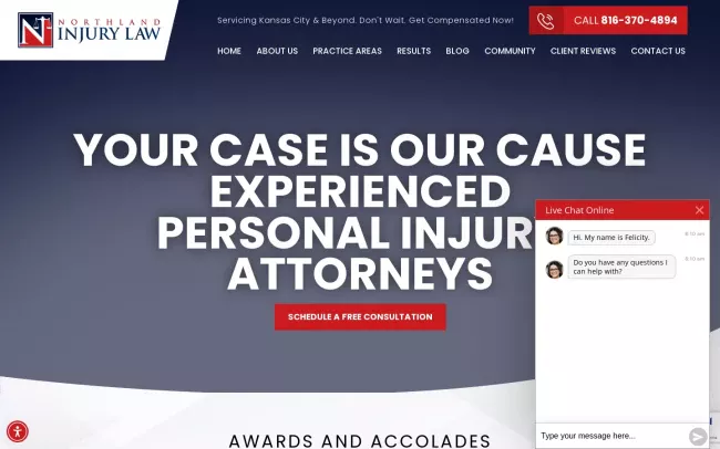 Screenshot of the Northland Injury Law Website