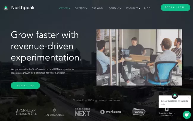 Screenshot of the Northpeak Website