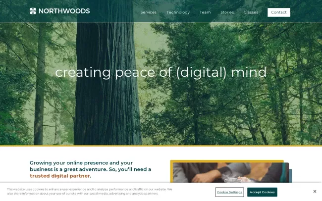 Screenshot of the Northwoods Website
