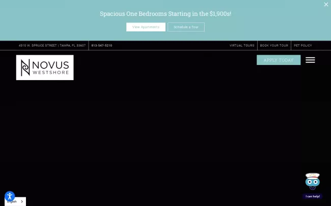 Screenshot of the Novus Westshore Website