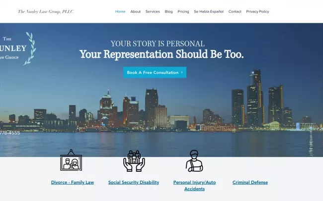 Screenshot of the The Nunley Law Group, PLLC Website
