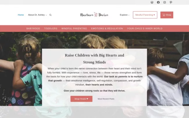 Screenshot of the Nurture and Thrive Blog