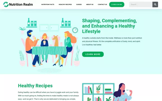 Screenshot of the Nutrition Realm Blog