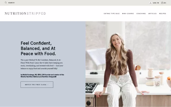 Screenshot of the Nutrition Stripped Blog
