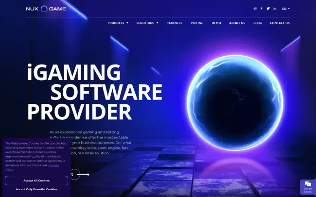 Screenshot of the NuxGame - B2B iGaming Software Solutions Website