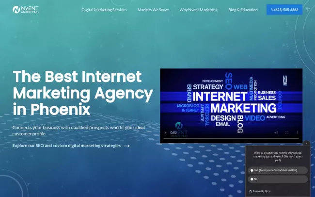 Screenshot of the Nvent Marketing Website