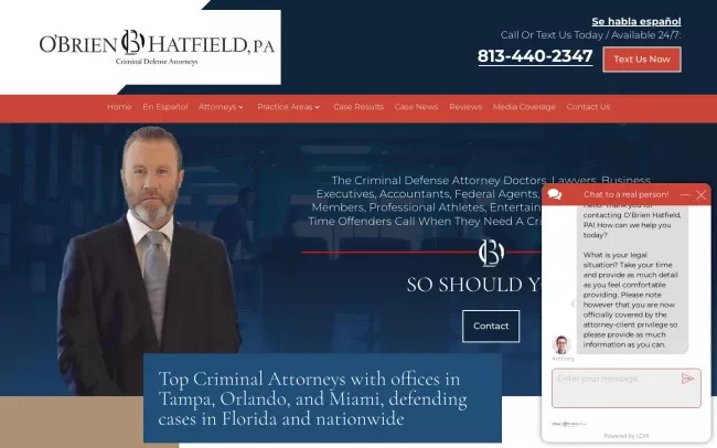 Screenshot of the O'Brien Hatfield, P.A. Website