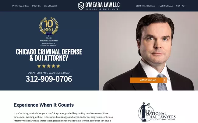 Screenshot of the O'Meara Law LLC Website