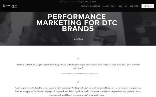Screenshot of the OAK Digital Website